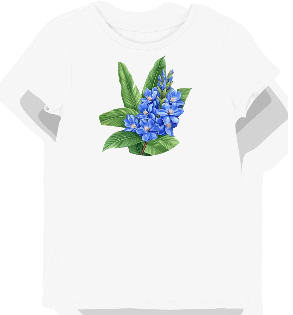 Koszulka damska biała z motywem egzotycznych kwiatów XL