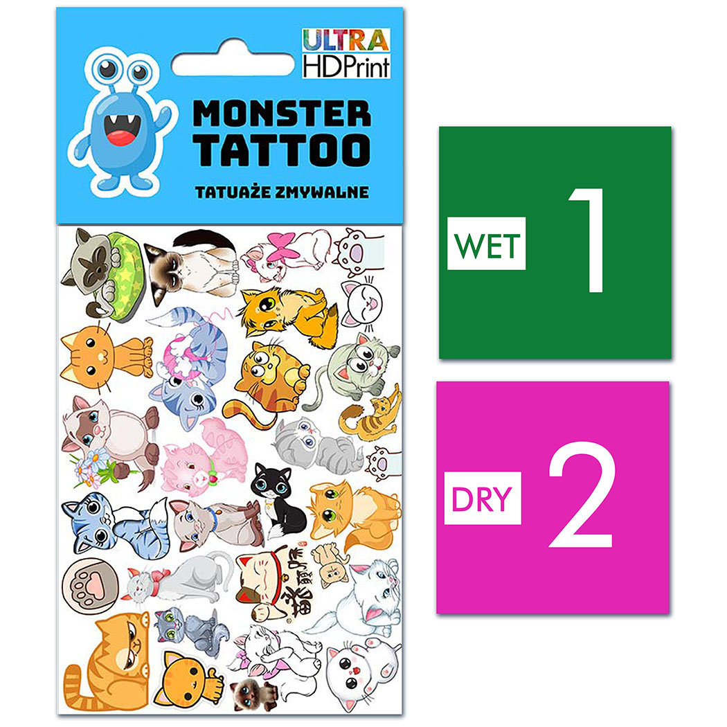 TATUAŻE ZMYWALNE DLA DZIECI KOTY WZORY ORYGINALNE