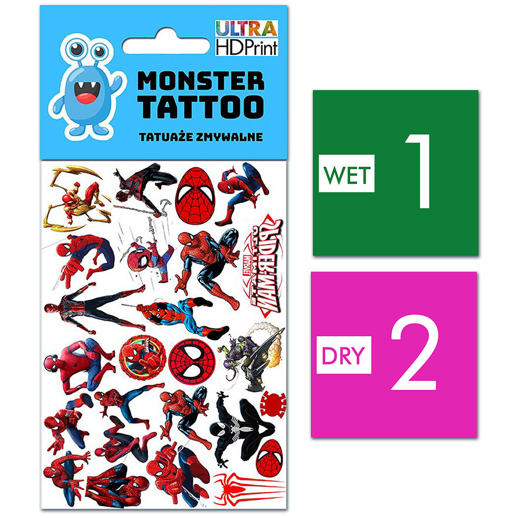 TATUAŻE ZMYWALNE DLA DZIECI SPIDERMAN WZORY ORYGINALNE