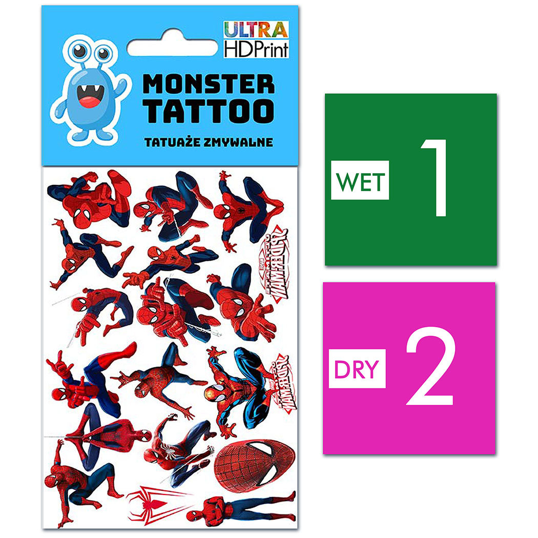 TATUAŻE ZMYWALNE DLA DZIECI SPIDERMAN WZORY ORYGINALNE