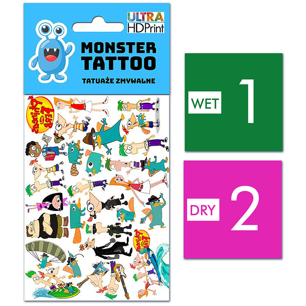 TATUAŻE ZMYWALNE DLA DZIECI FINEASZ I FERB WZORY ORYGINALNE
