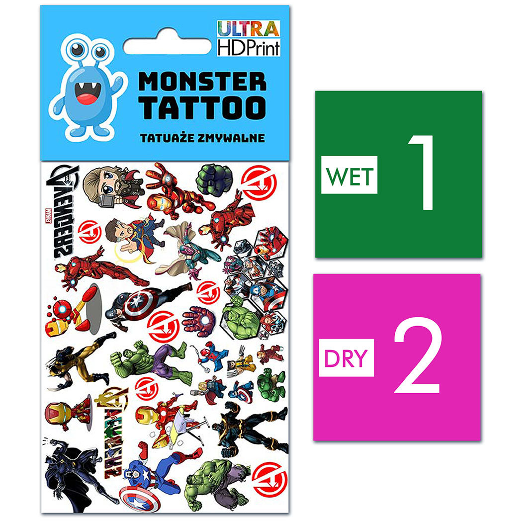 TATUAŻE ZMYWALNE DLA DZIECI AVENGERS WZORY ORYGINALNE