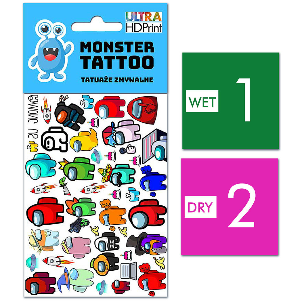 TATUAŻE ZMYWALNE DLA DZIECI AMONG US WZORY ORYGINALNE