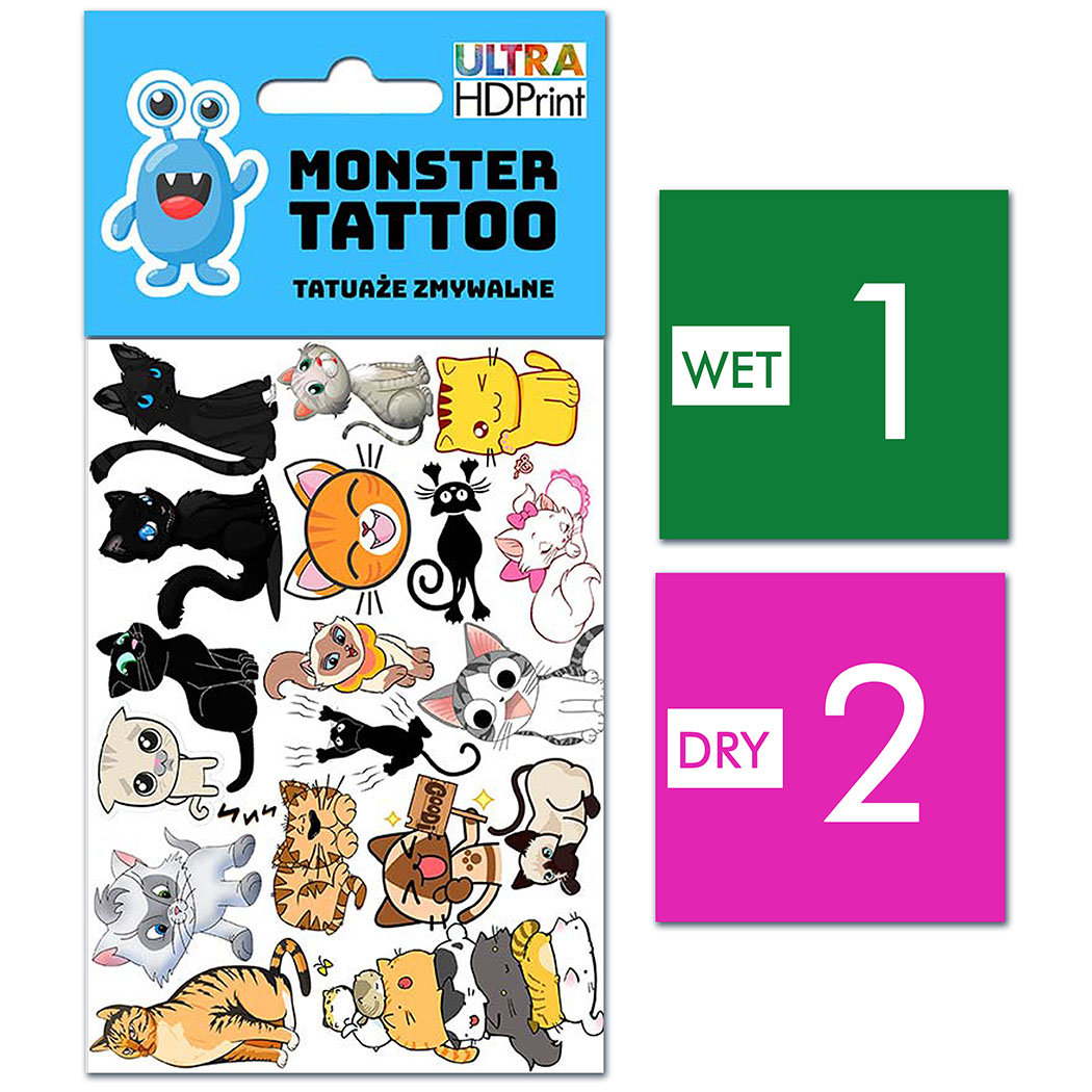 TATUAŻE ZMYWALNE DLA DZIECI KOTY WZORY ORYGINALNE