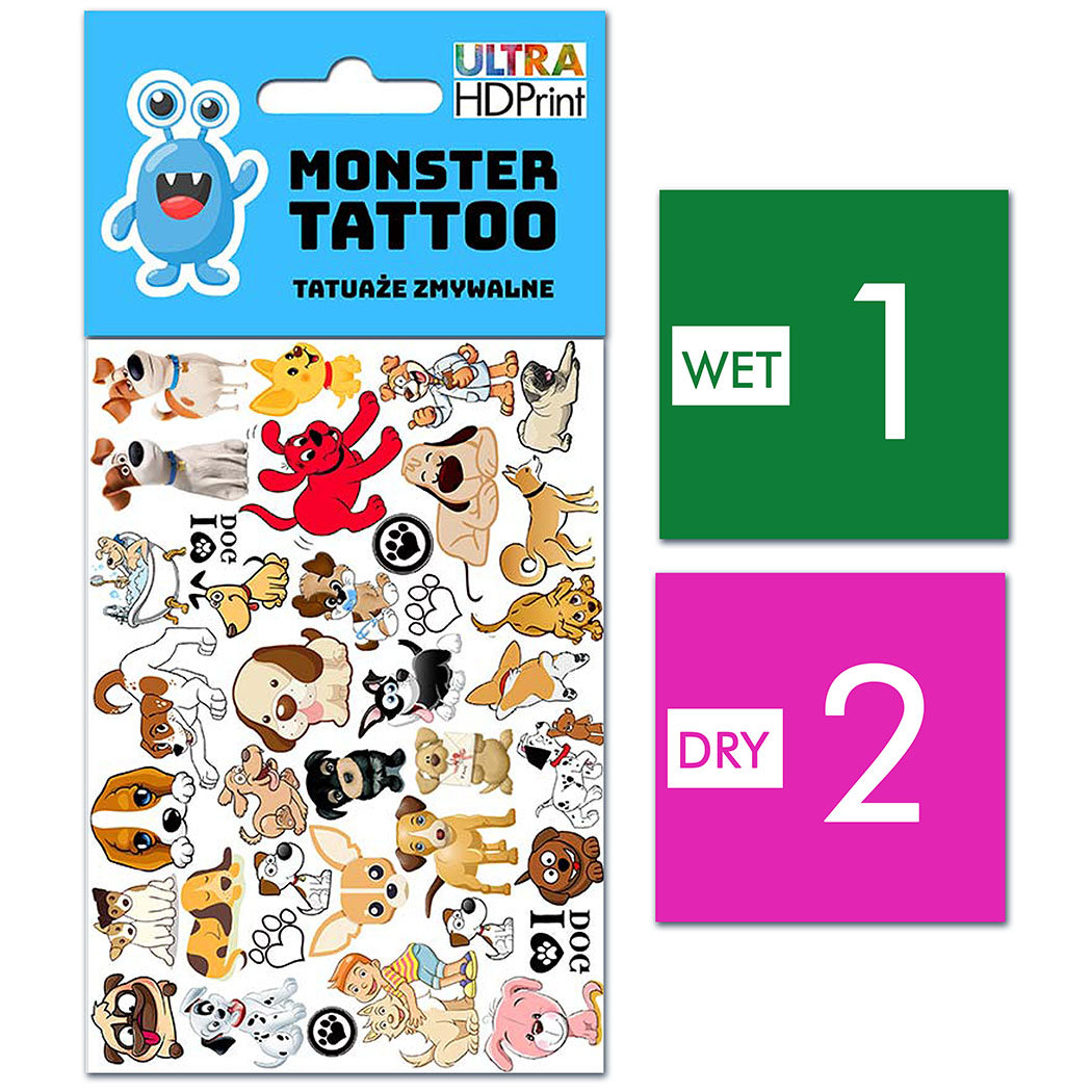 TATUAŻE ZMYWALNE DLA DZIECI PSY DOGS WZORY ORYGINALNE