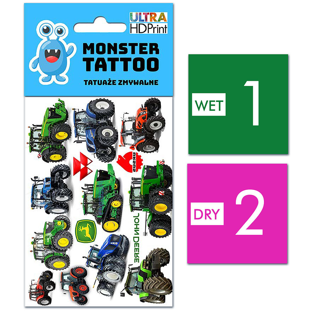 TATUAŻE ZMYWALNE DLA DZIECI TRAKTORY WZORY ORYGINALNE