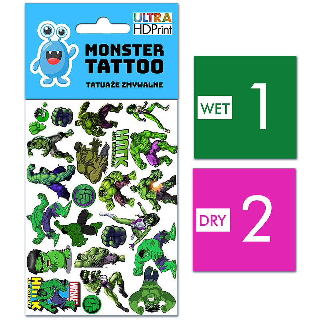 TATUAŻE ZMYWALNE DLA DZIECI HULK WZORY ORYGINALNE