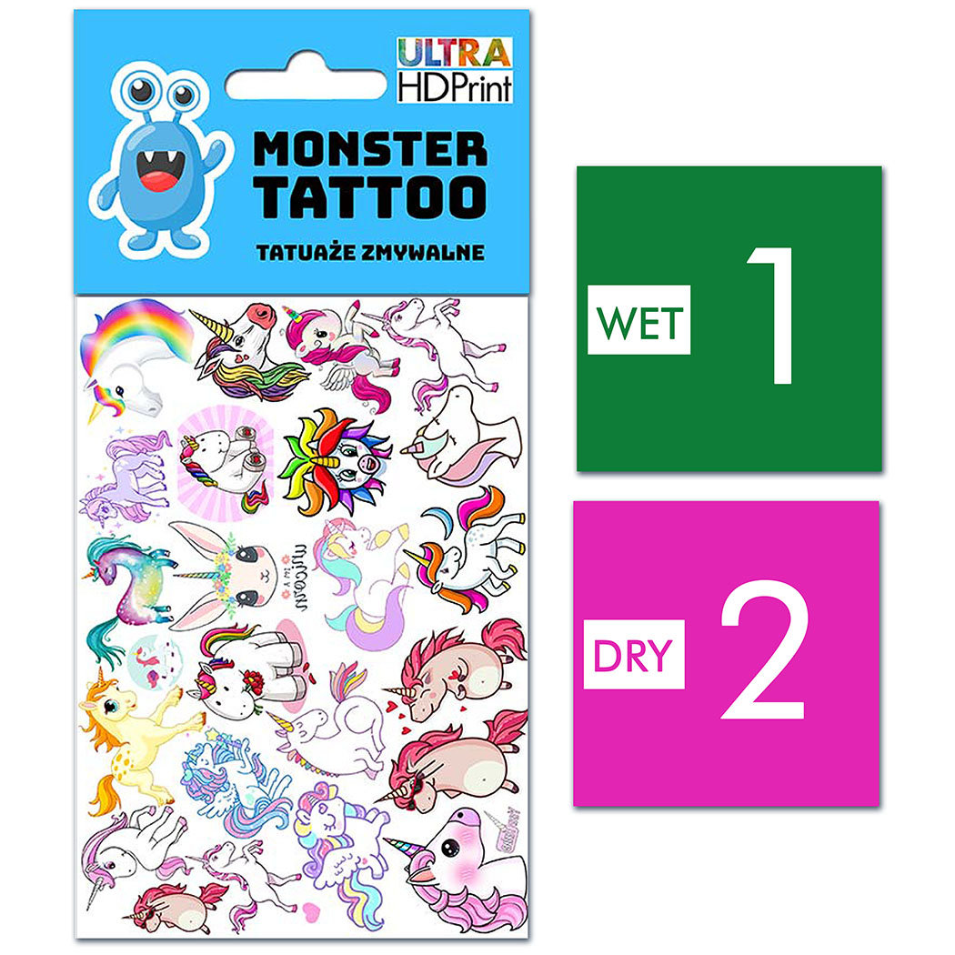 TATUAŻE ZMYWALNE DLA DZIECI JEDNOROŻCE UNICORN WZORY ORYGINALNE