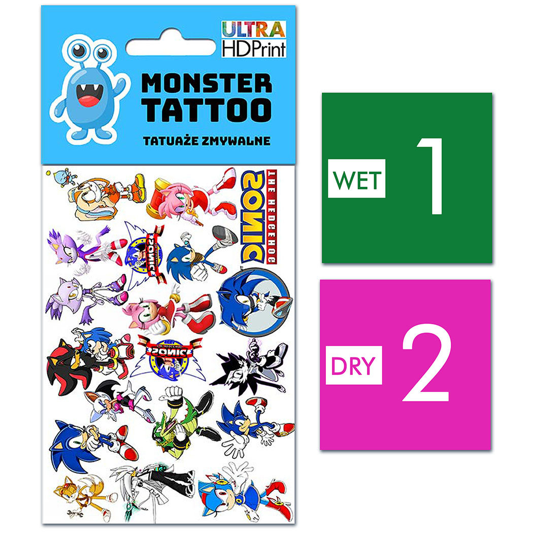 TATUAŻE ZMYWALNE DLA DZIECI SONIC WZORY ORYGINALNE