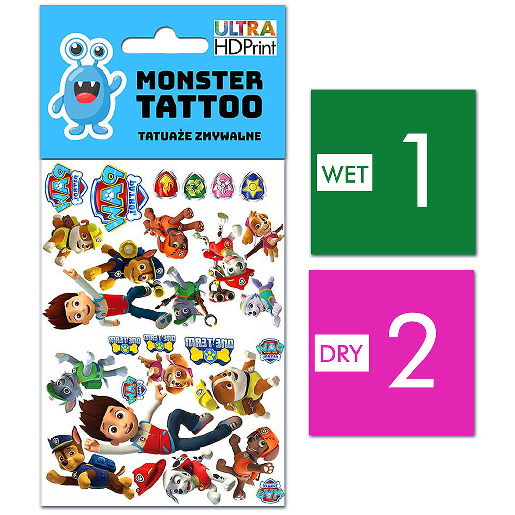 TATUAŻE ZMYWALNE DLA DZIECI PSI PATROL WZORY ORYGINALNE