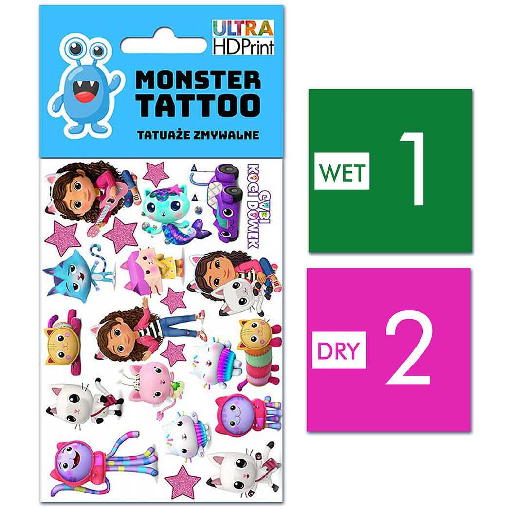 TATUAŻE ZMYWALNE DLA DZIECI KOCI DOMEK GABI WZORY ORYGINALNE