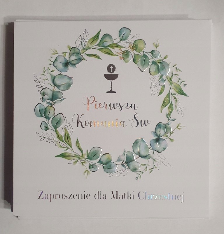 zaproszenia 10szt KOMUNIA ŚWIĘTA DLA MATKI CHRZESTNEJ NR011