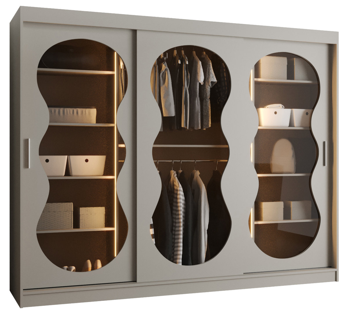 Szafa przesuwna z lustrem Garderoba BAHRAJN 3 250 kaszmir LED