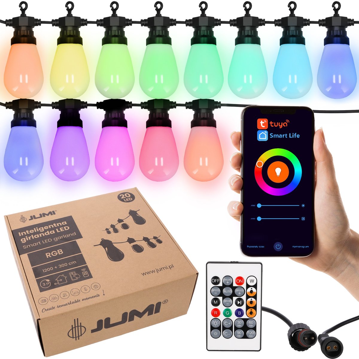 Girlanda LED sterowana 12m ŚWIETLNA wielokolorowa SMART z aplikacją TUYA