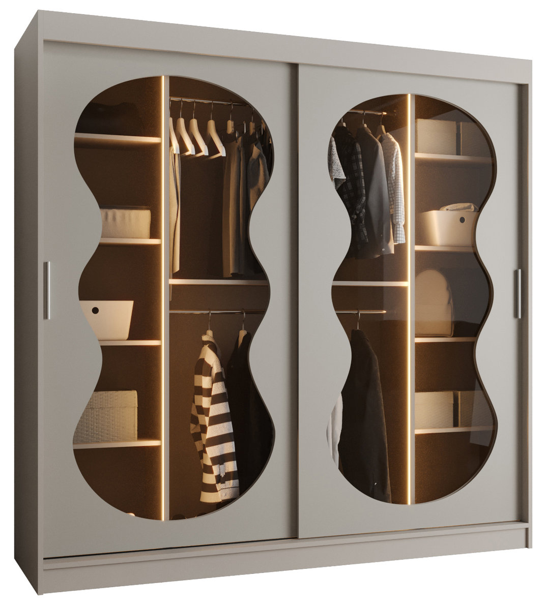 Szafa przesuwna z lustrem Garderoba BAHRAJN 3 200 kaszmir + LED