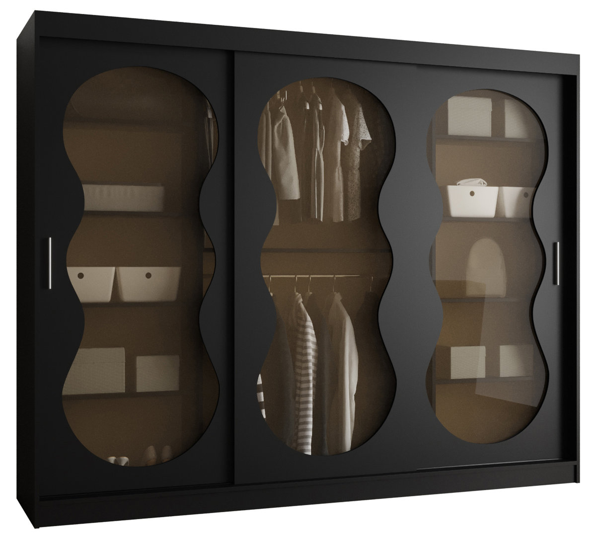 Szafa przesuwna z lustrem Garderoba BAHRAJN 3 250 czarny