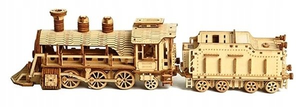 DREWNIANY PAROWÓZ, LOKOMOTYWA PAROWA - PUZZLE 3D - 282 ELEMENTY
