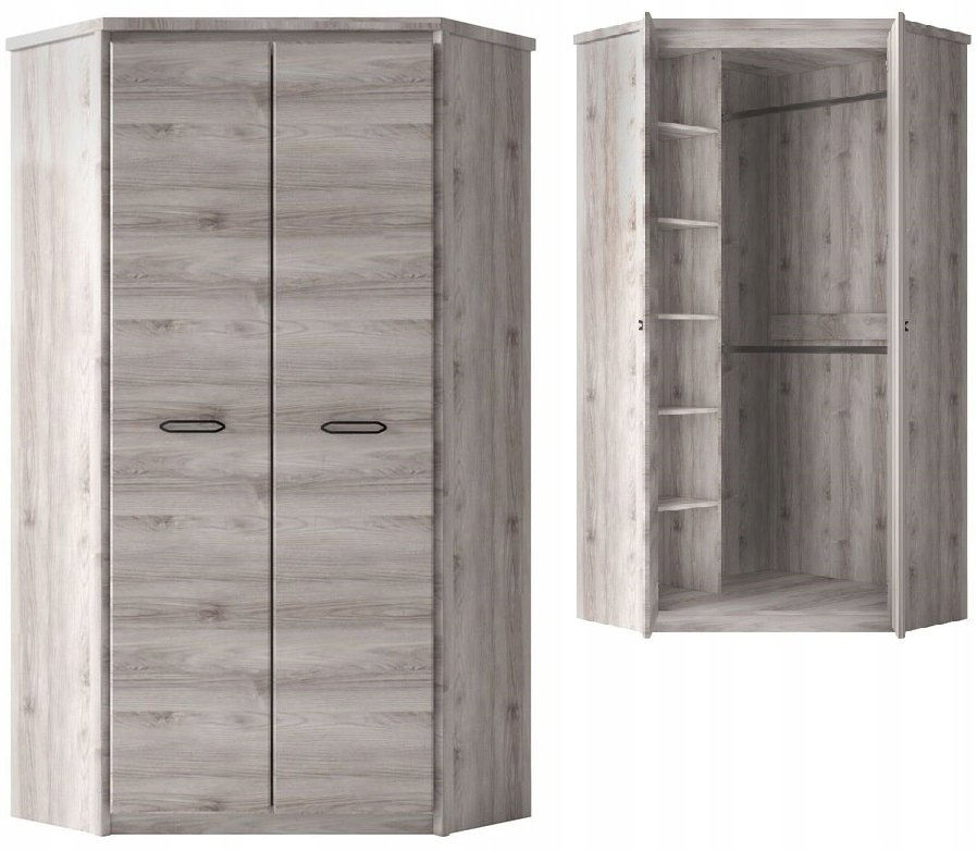 Szafa Ubraniowa Narożna do Sypialni z Półkami Kasztan Nairobi Jazz 2D