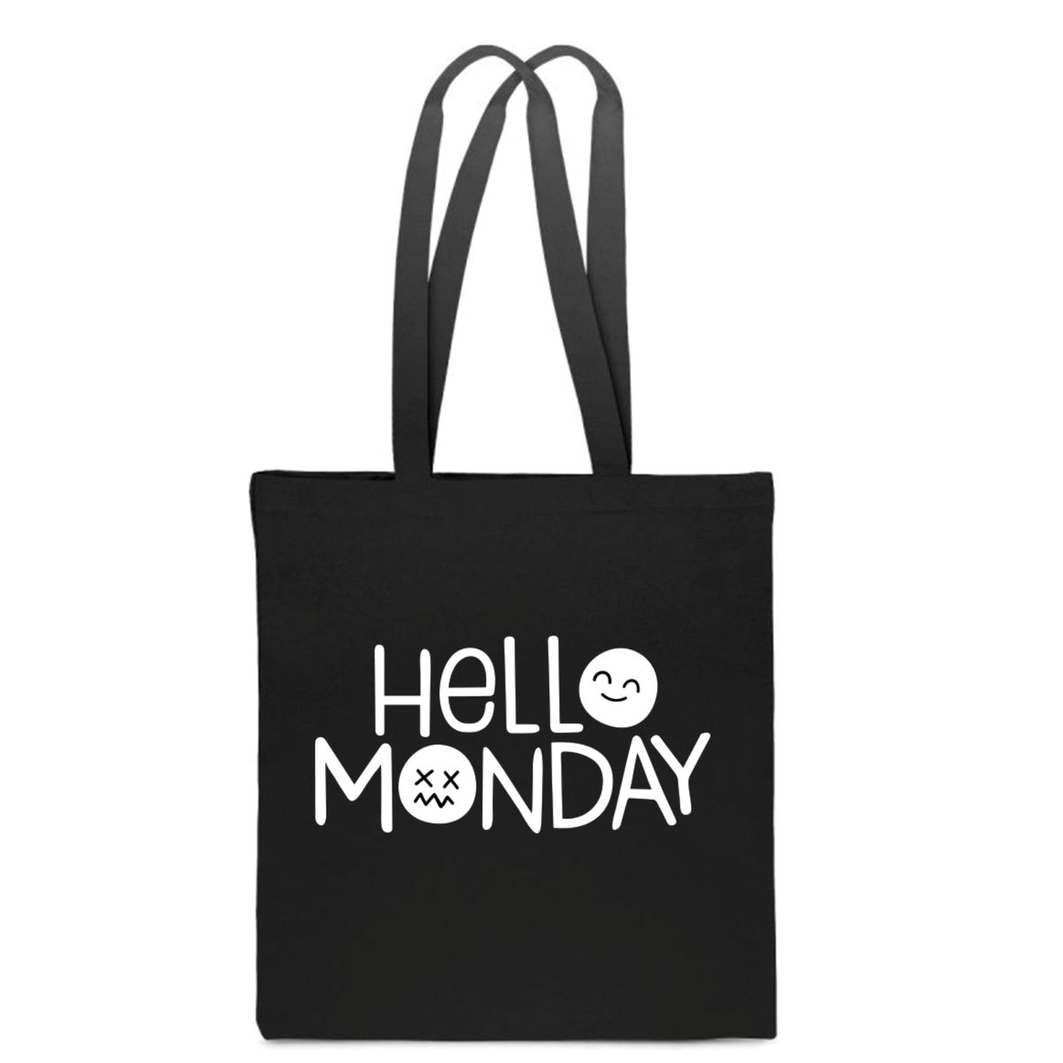 EKO TORBA Bawełniana czarna z nadrukiem HELLO MONDAY hate poniedziałek