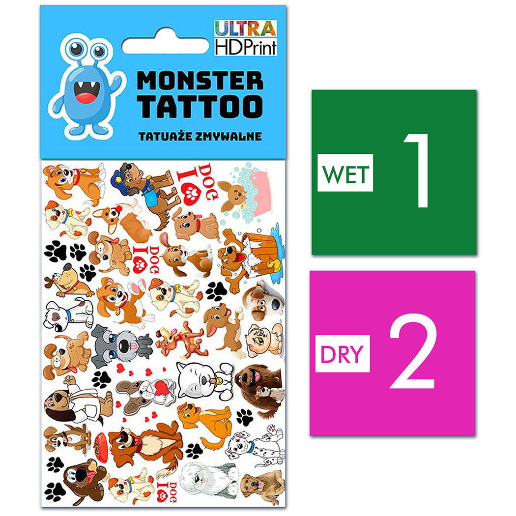 TATUAŻE ZMYWALNE DLA DZIECI PSY DOGS WZORY ORYGINALNE