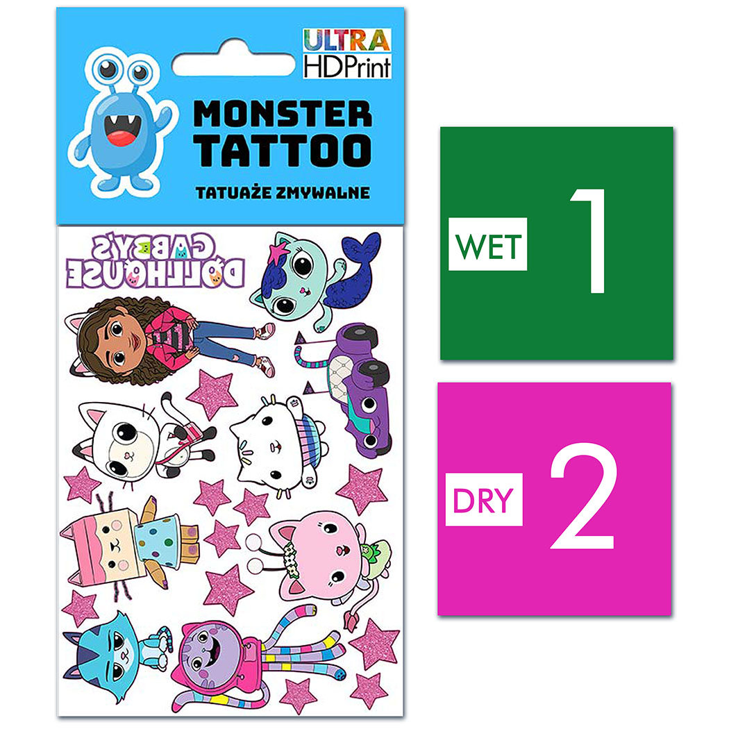 TATUAŻE ZMYWALNE DLA DZIECI KOCI DOMEK GABI WZORY ORYGINALNE