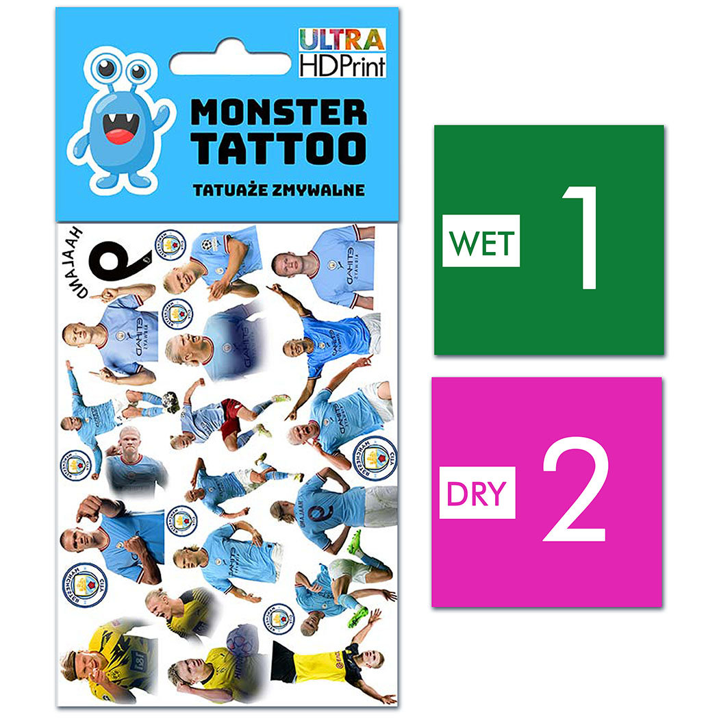 TATUAŻE ZMYWALNE DLA DZIECI ERLING HAALAND WZORY ORYGINALNE