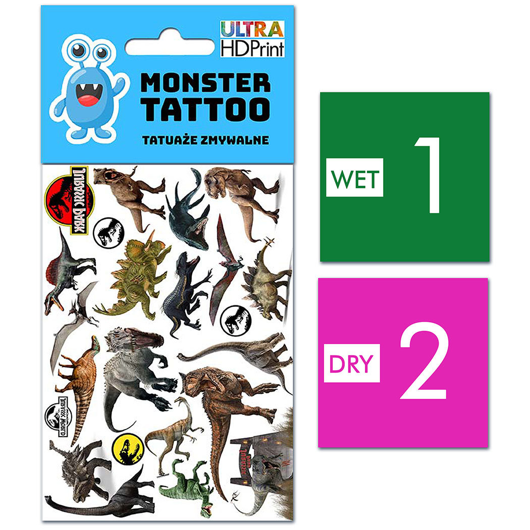 TATUAŻE ZMYWALNE DLA DZIECI JURASSIC WZORY ORYGINALNE