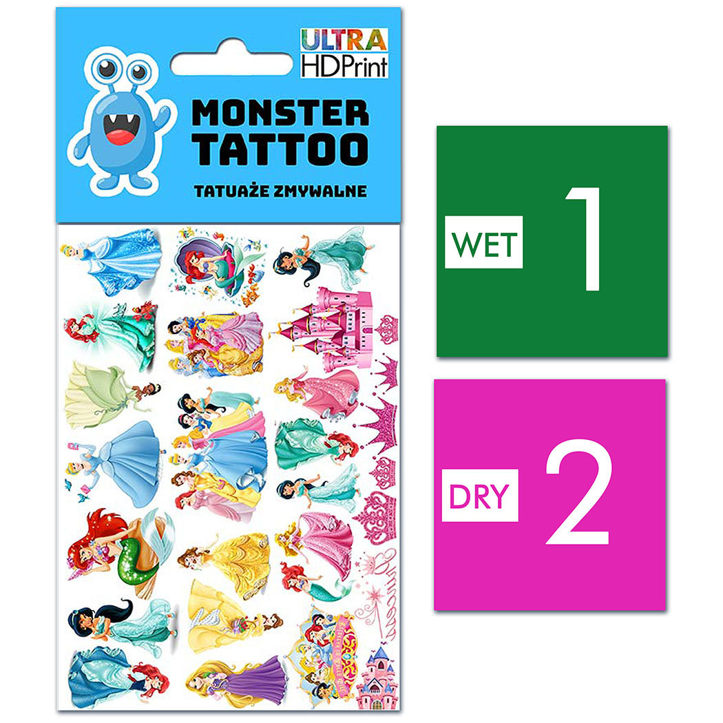 TATUAŻE ZMYWALNE DLA DZIECI KSIĘŻNICZKI WZORY ORYGINALNE