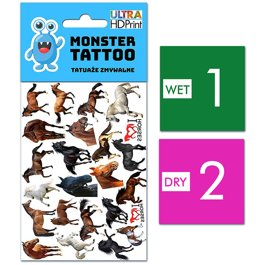 TATUAŻE ZMYWALNE DLA DZIECI KONIE WZORY ORYGINALNE