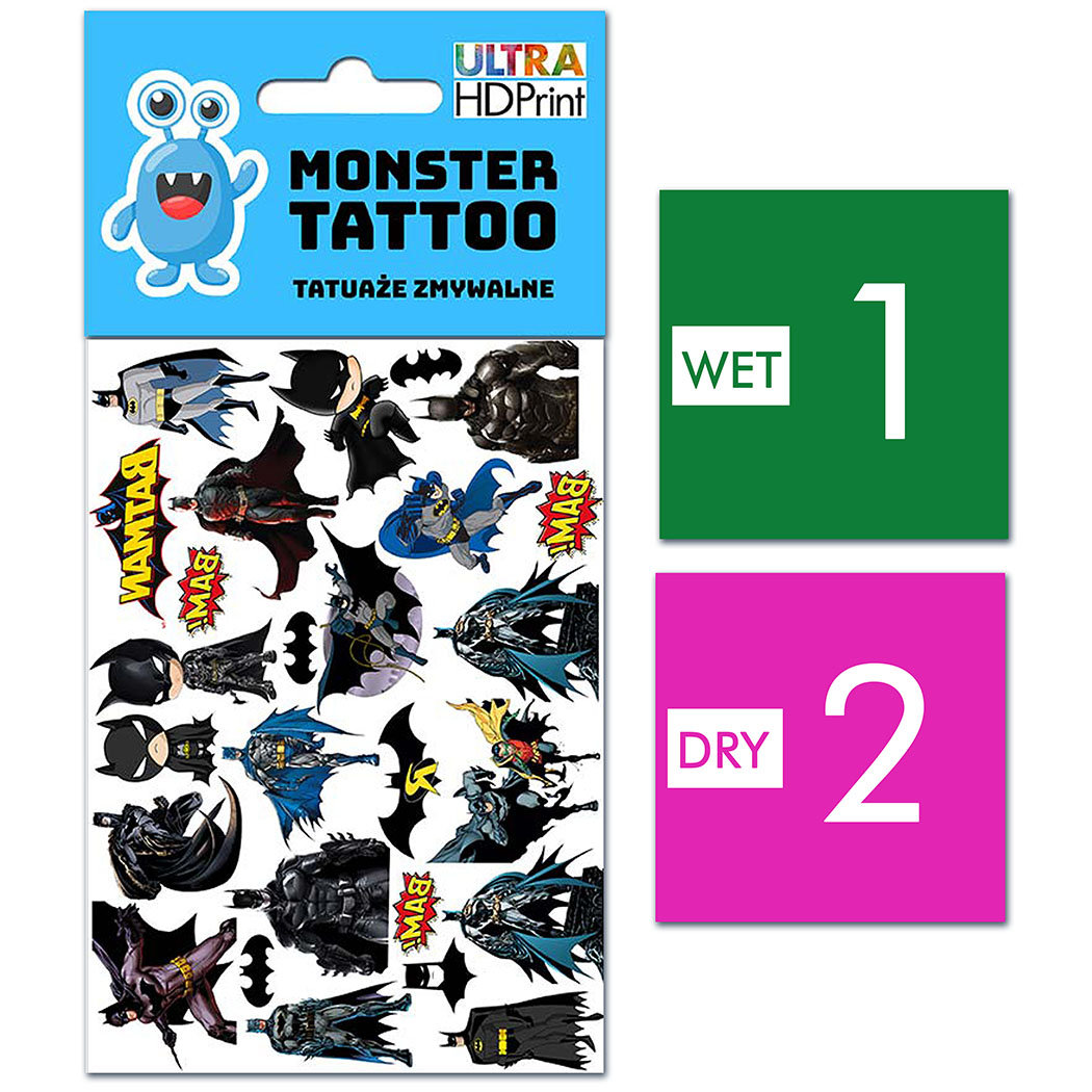 TATUAŻE ZMYWALNE DLA DZIECI BATMAN WZORY ORYGINALNE