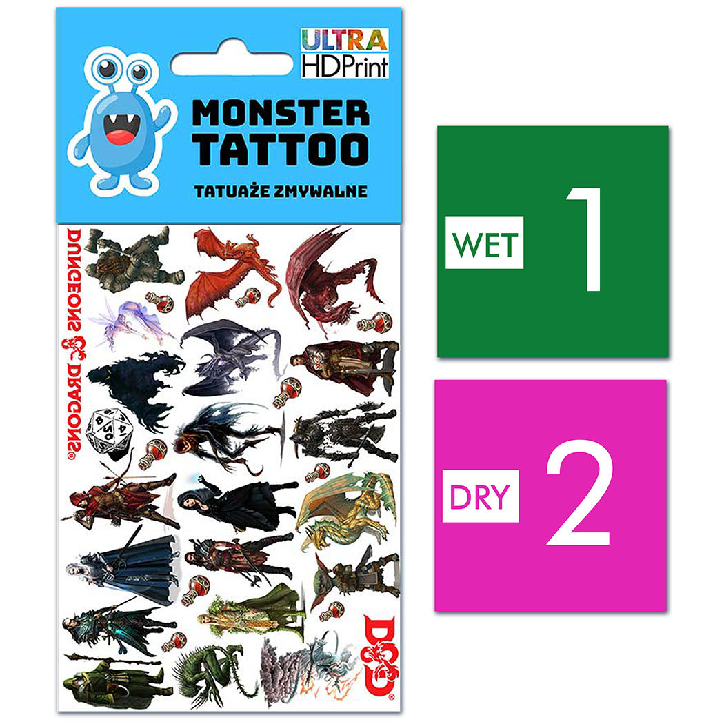TATUAŻE ZMYWALNE DLA DZIECI DUNGEONS & DRAGONS WZORY ORYGINALNE