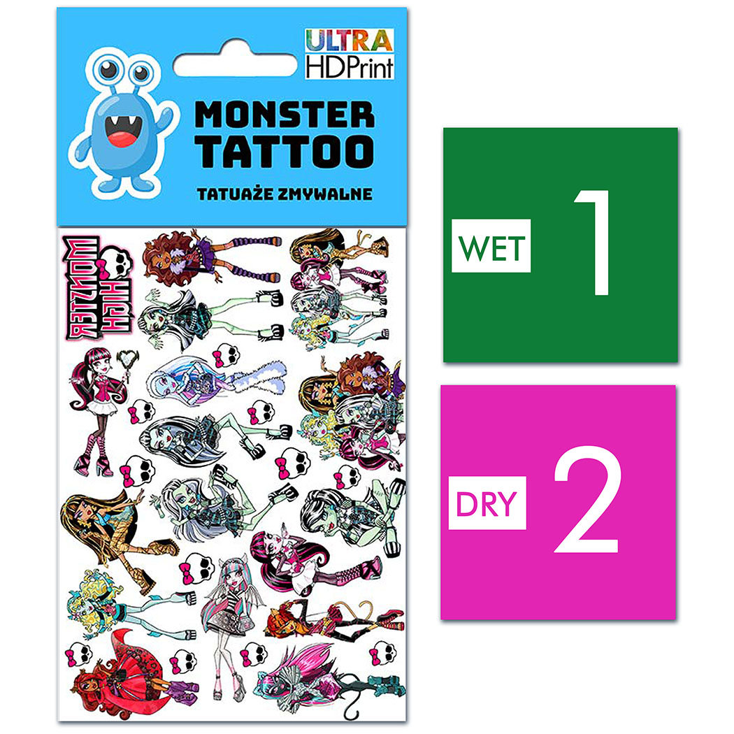 TATUAŻE ZMYWALNE DLA DZIECI MONSTERS POTWORY WZORY ORYGINALNE