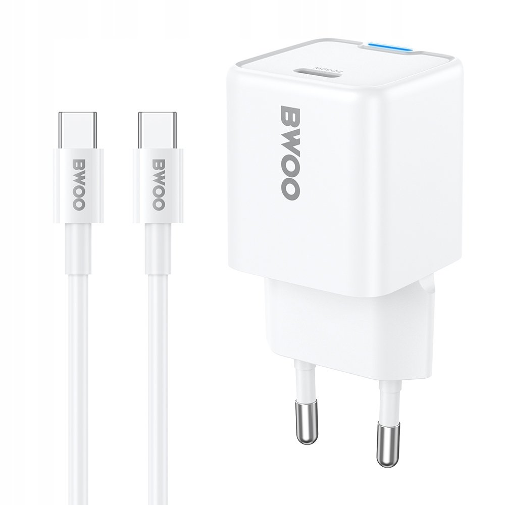 ŁADOWARKA GAN USB C TYPE-C FAST 30W + KABEL USB C na USB-C BWOO ATEST