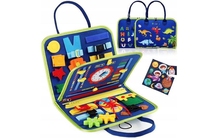 TABLICA MANIPULACYJNA SENSORYCZNA FILCOWA EDUKACYJNA WALIZKA PREZENT XXL