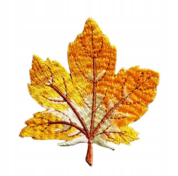 NASZYWKA TERMO HAFTOWANA, ŁATKA, PATCH - LISTEK, LIŚĆ KLONOWY - ŻÓŁTY