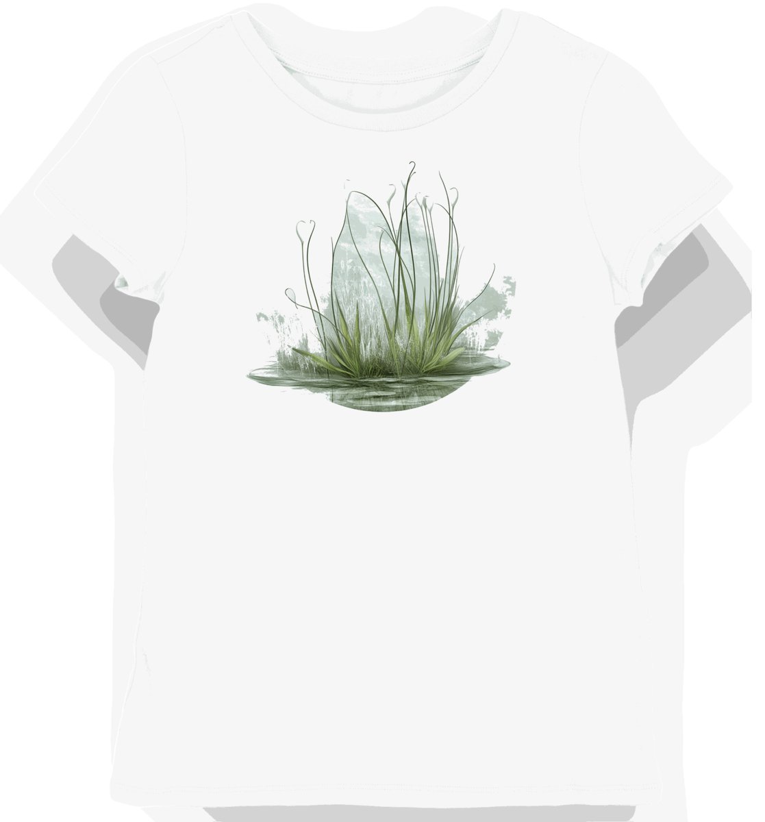 Koszulka damska biała z nadrukiem delikatnych liści M