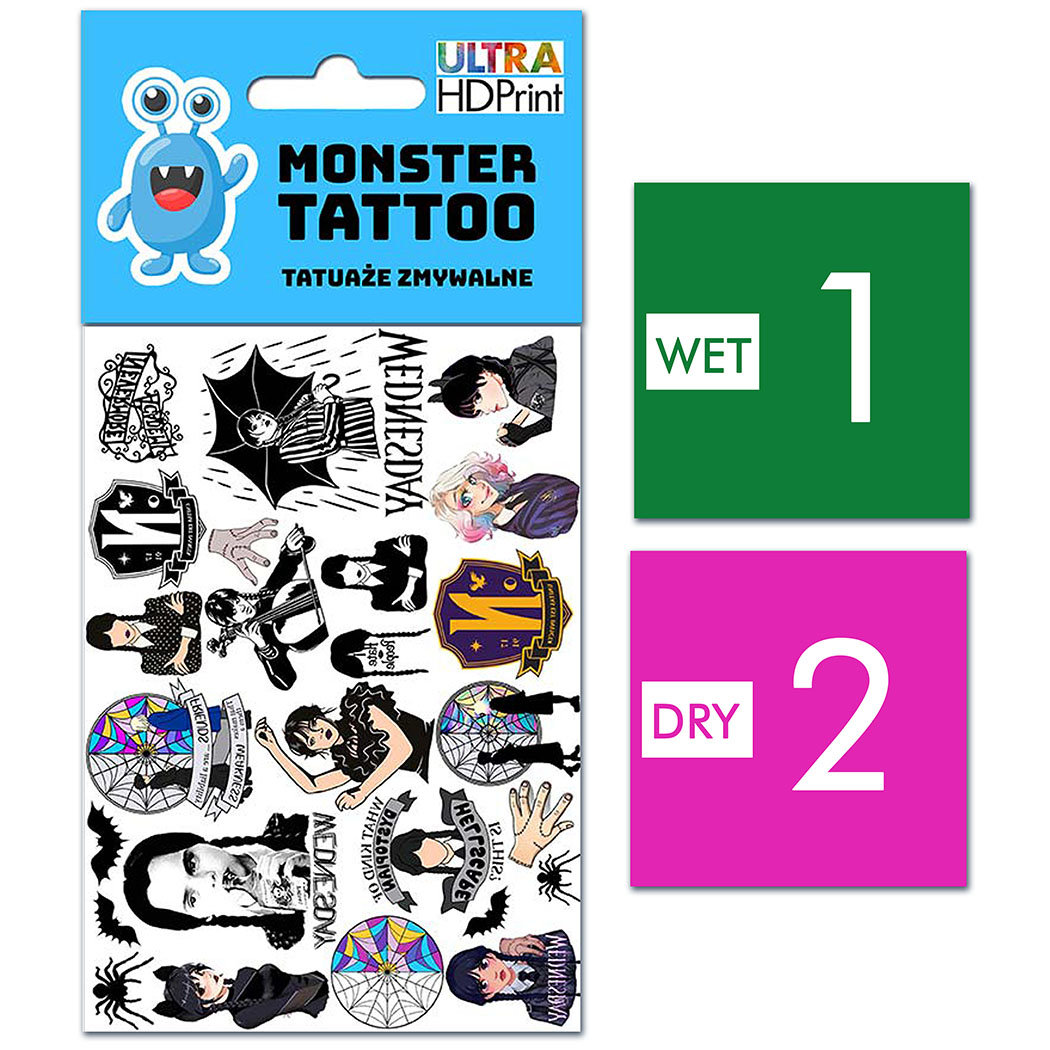 TATUAŻE ZMYWALNE DLA DZIECI WEDNESDAY WZORY ORYGINALNE