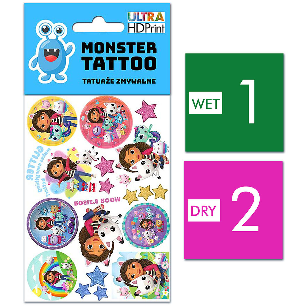 TATUAŻE ZMYWALNE DLA DZIECI KOCI DOMEK GABI WZORY ORYGINALNE