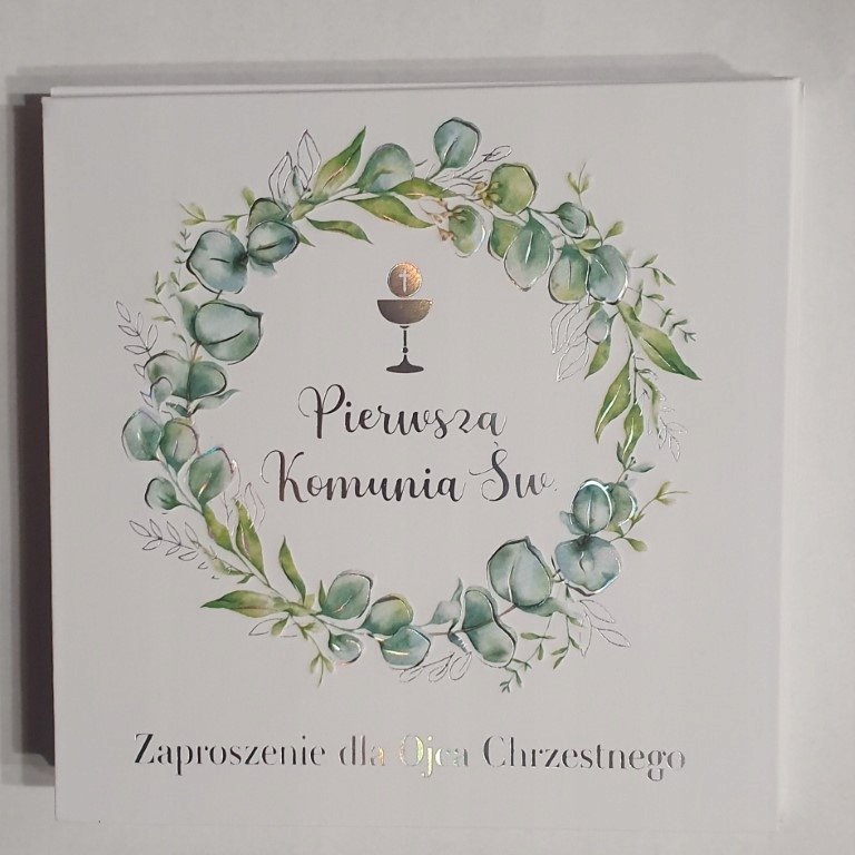zaproszenia 10szt KOMUNIA ŚWIĘTA DLA OJCA CHRZESTNEGO NR012
