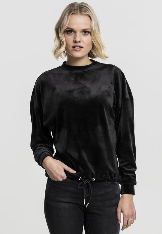 bluza damska LADIES OVERSIZED VELVET CREW black-XL