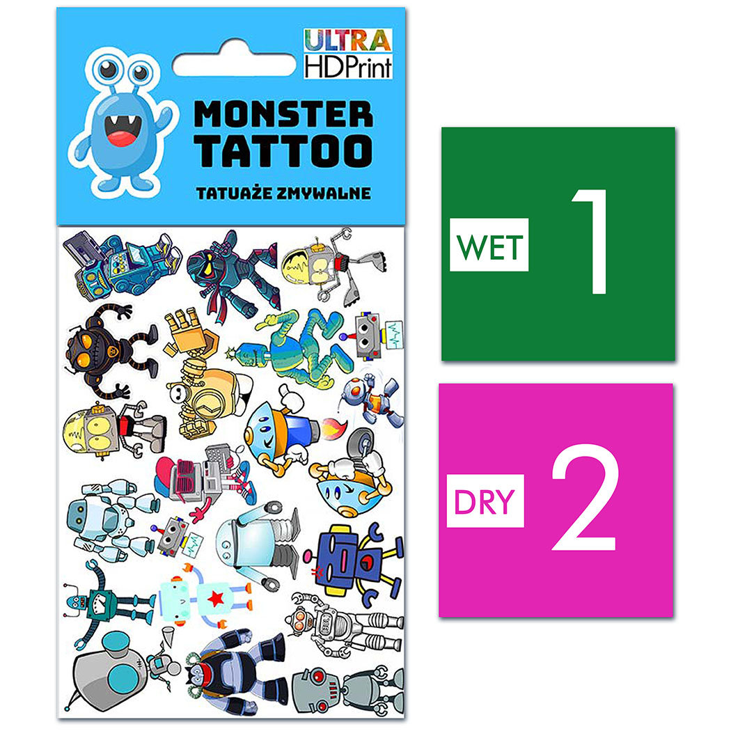 TATUAŻE ZMYWALNE DLA DZIECI ROBOTS WZORY ORYGINALNE