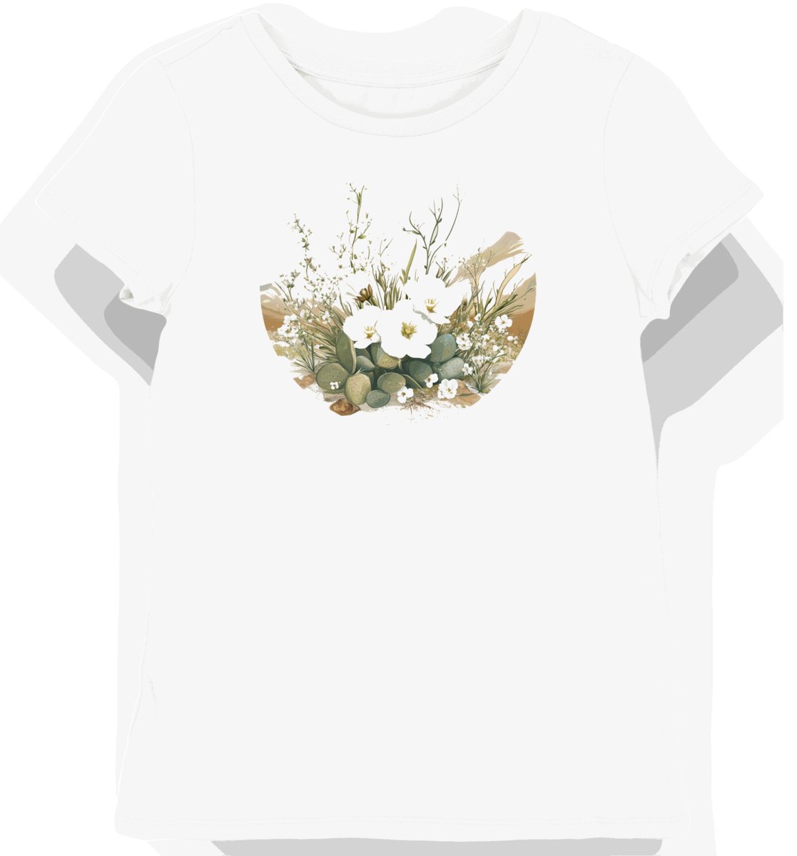Koszulka damska biała z nadrukiem pustynnego kwiatu L