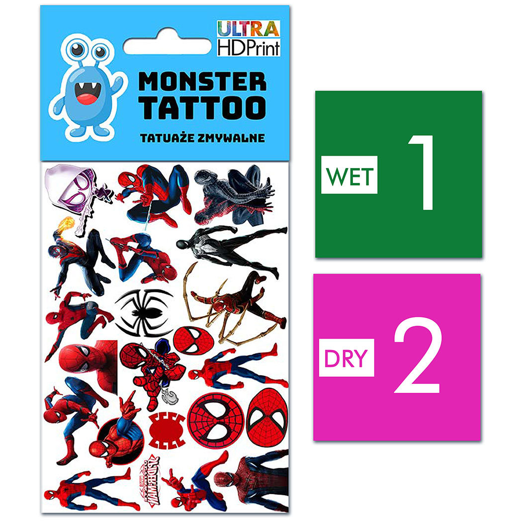 TATUAŻE ZMYWALNE DLA DZIECI SPIDERMAN WZORY ORYGINALNE