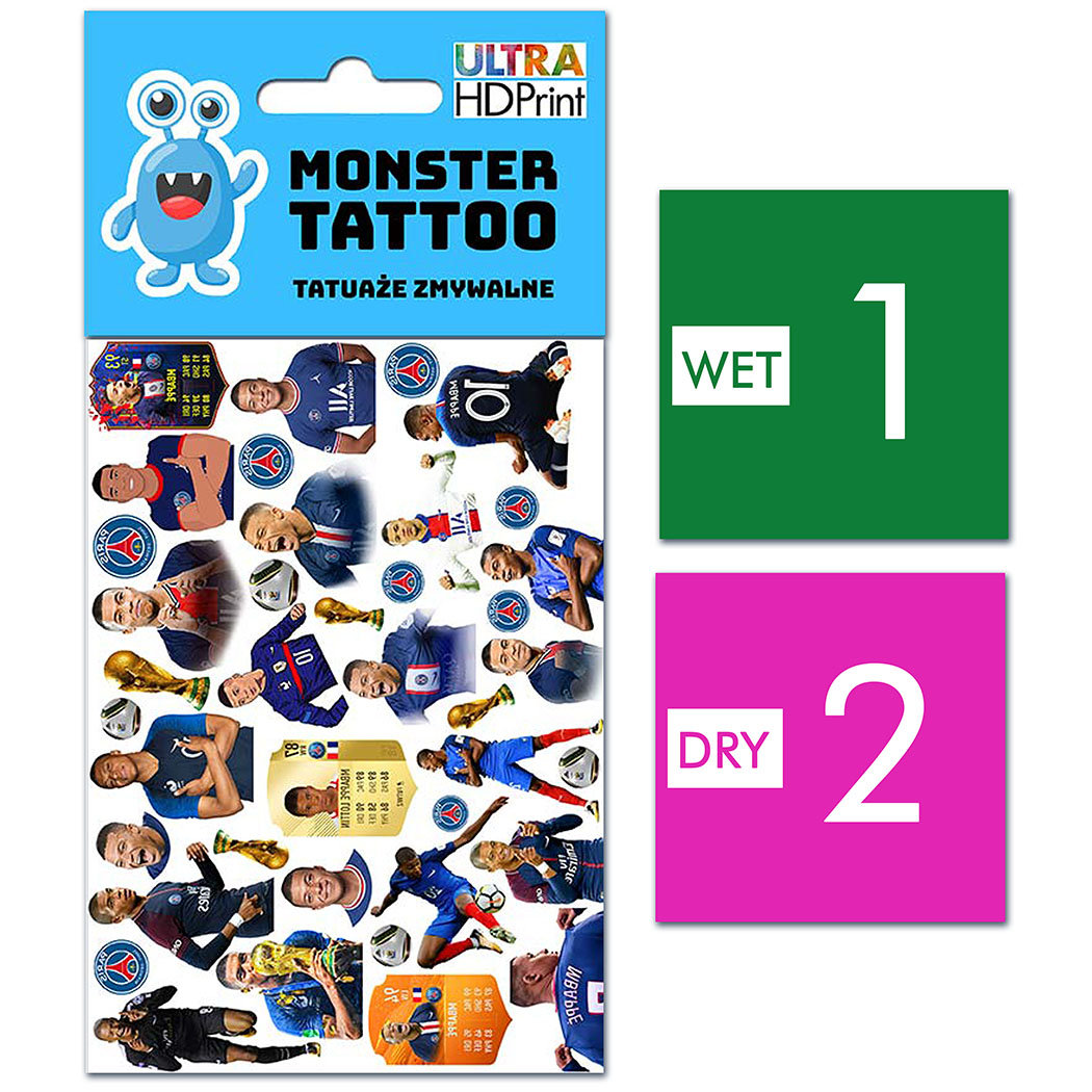 TATUAŻE ZMYWALNE DLA DZIECI KYLIAN MBAPPE WZORY ORYGINALNE