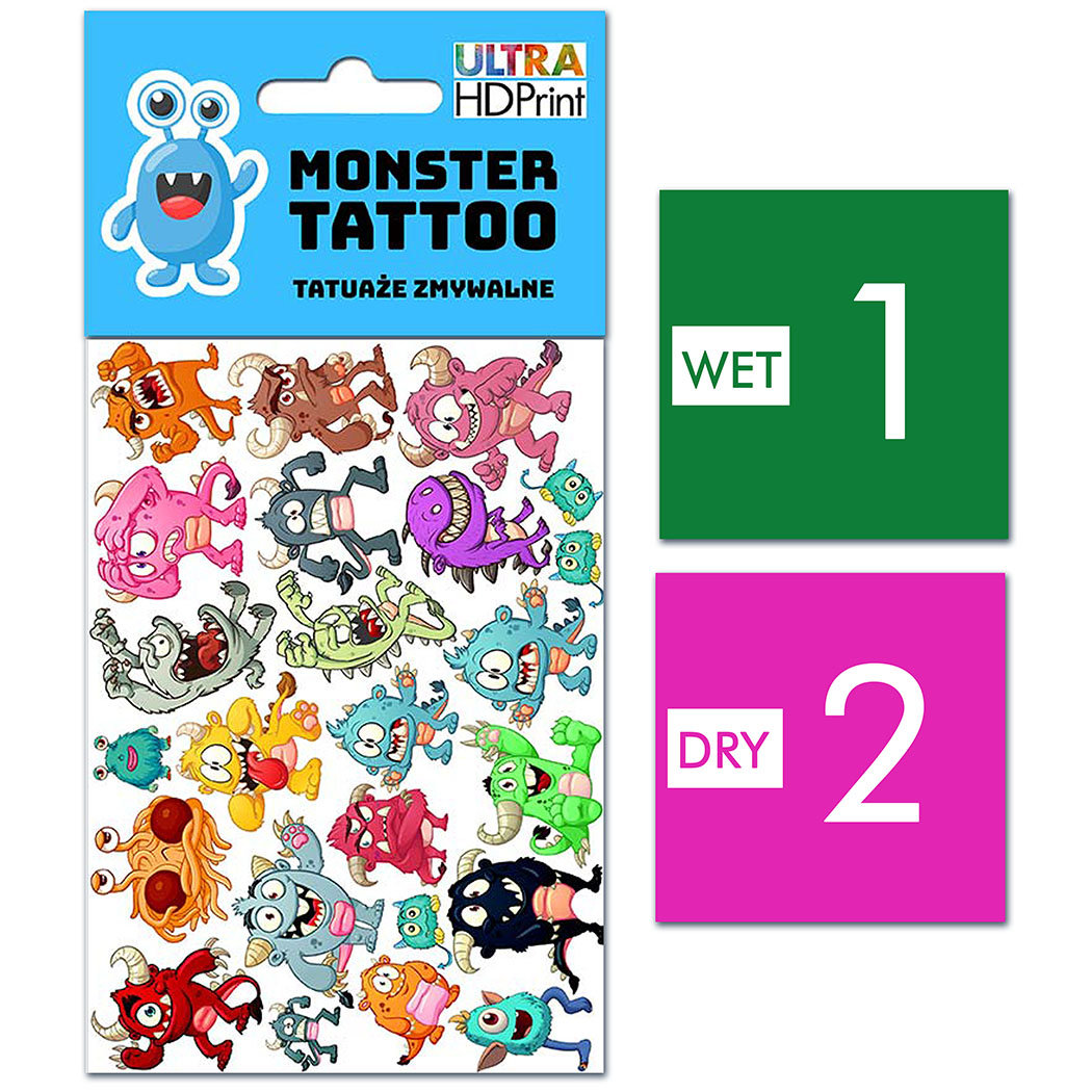 TATUAŻE ZMYWALNE DLA DZIECI MONSTERS POTWORY WZORY ORYGINALNE