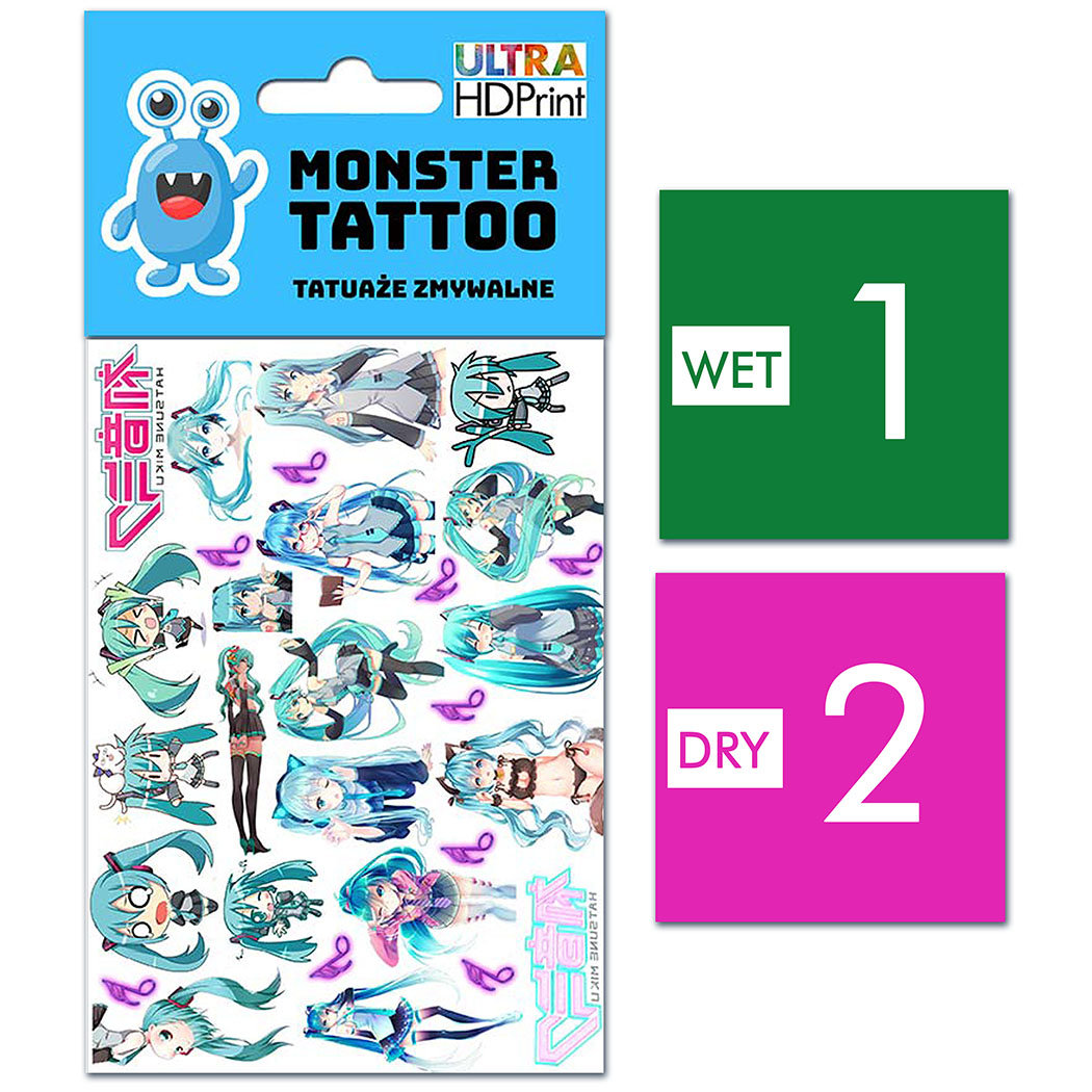 TATUAŻE ZMYWALNE DLA DZIECI HATSUNE MIKU WZORY ORYGINALNE