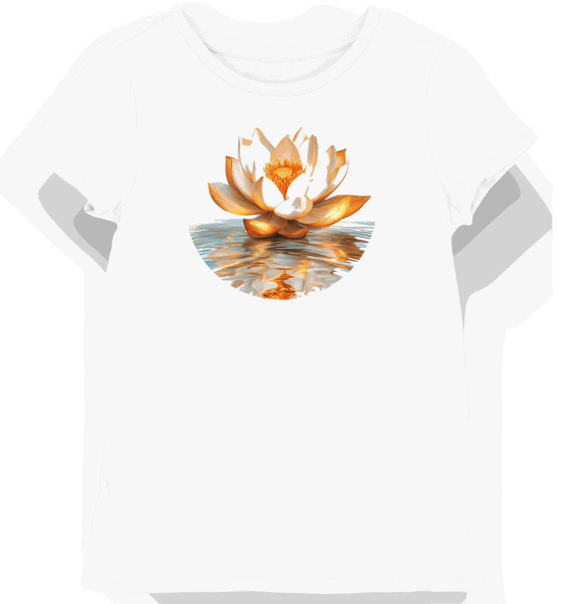 Koszulka damska biała z motywem złotego egzotycznego kwiatu S