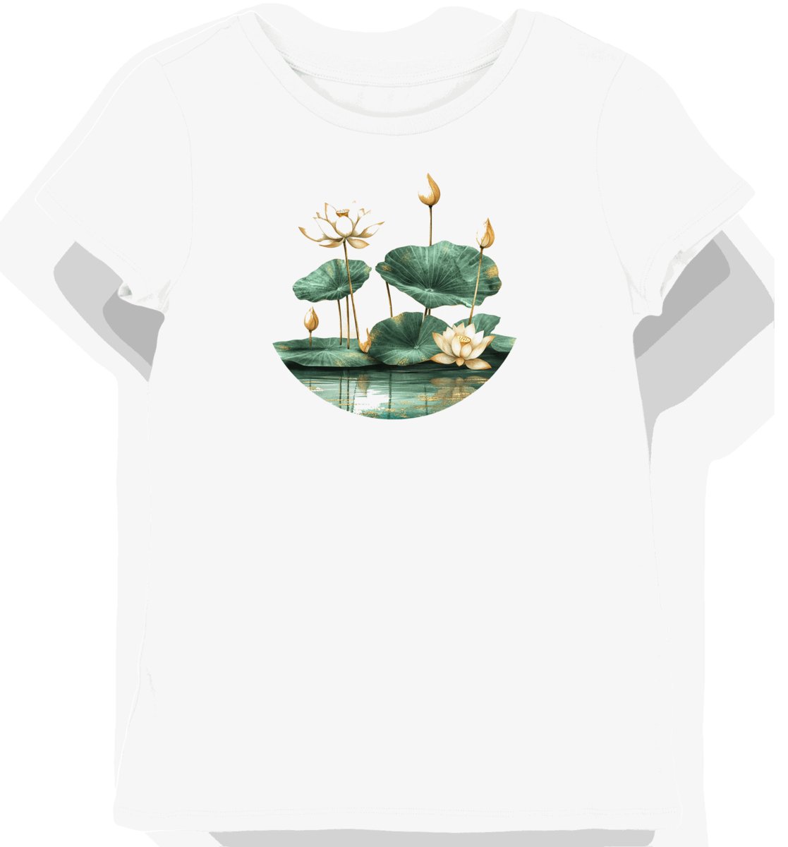 Koszulka damska biała z nadrukiem egzotycznym kwiatu lotosu XS