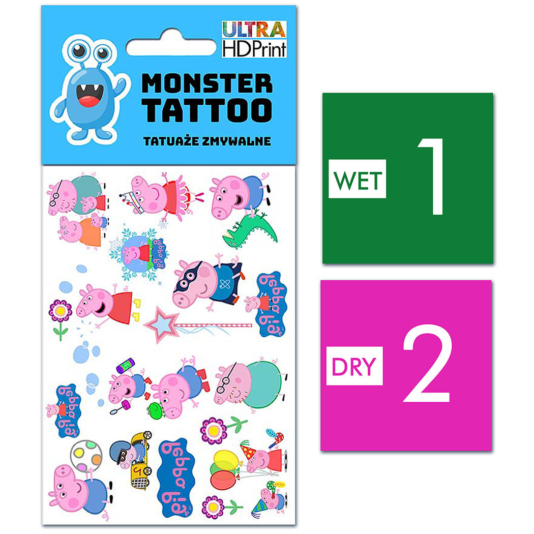 TATUAŻE ZMYWALNE DLA DZIECI PEPPA PIG WZORY ORYGINALNE