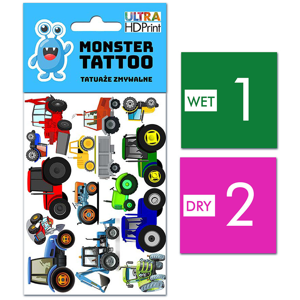 TATUAŻE ZMYWALNE DLA DZIECI TRAKTORY WZORY ORYGINALNE